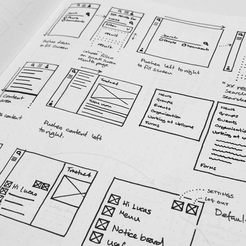 menu wireframes